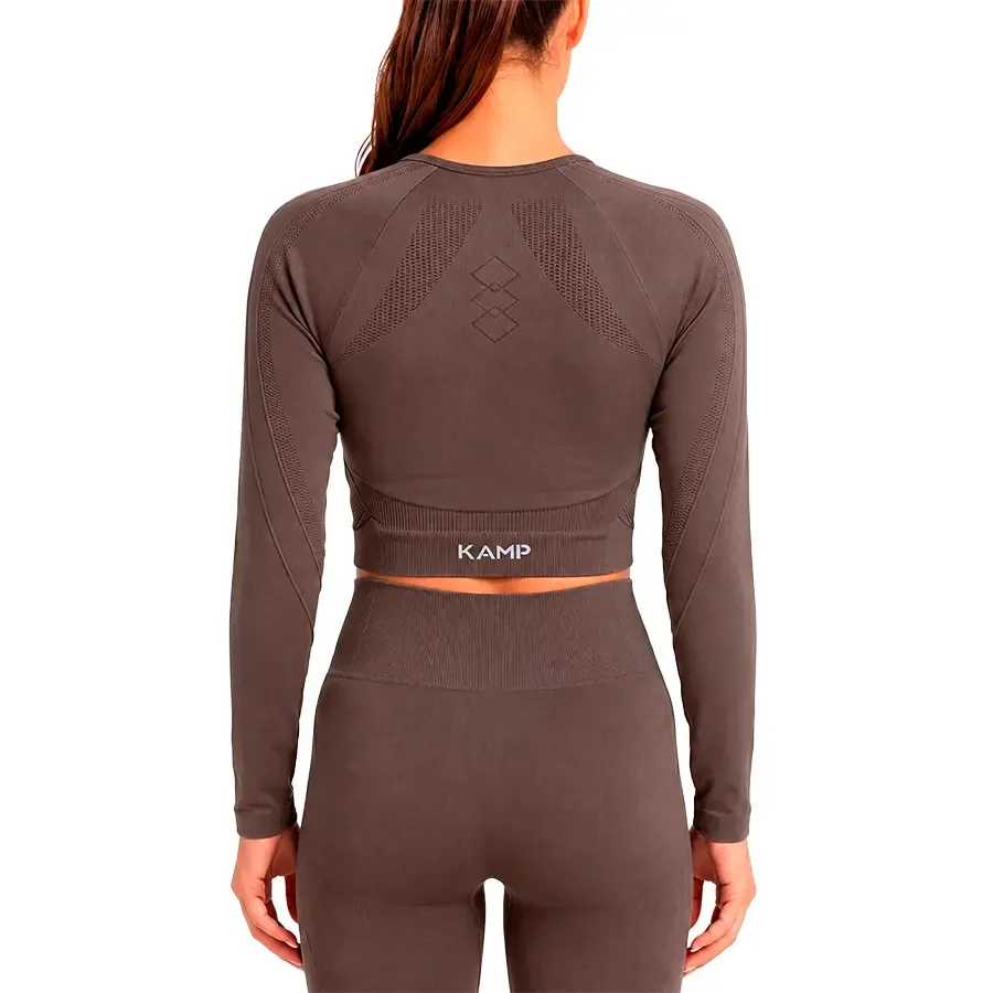 Imagen 1 de 2 de Top Kamp Kalma Crop Manga Larga Seamless-CHOCOLATE