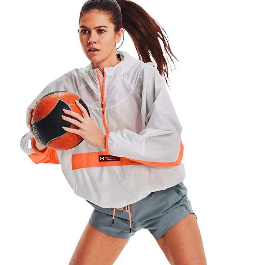 Imagen 1 de 9 de Buzo Under Armour Rush Wove Anorak-BLANCO/NARANJA