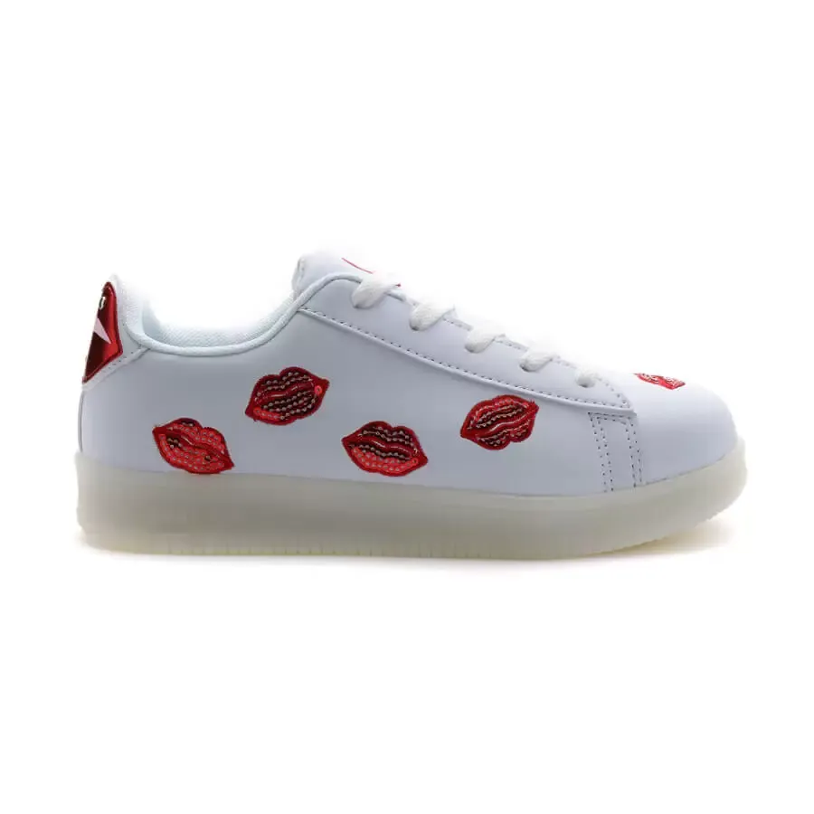 Imagen 4 de 5 de Zapatillas Footy Con Luces Lentejuela Besos-BLANCO/ROJO