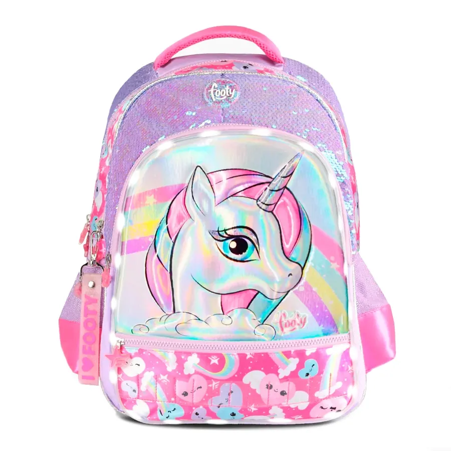 Imagen 0 de 3 de Mochila Footy 18 Rainbow Unicorn C/Luz-VIOLETA/ROSA