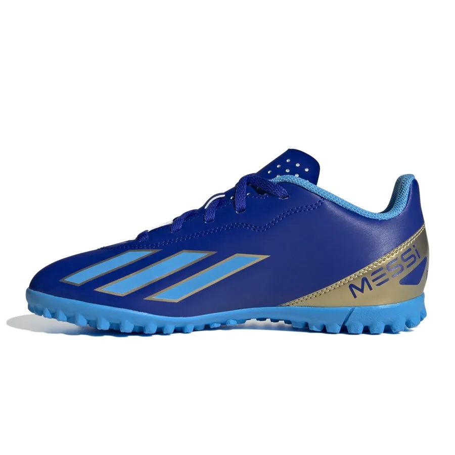 Imagen 3 de 6 de Botines adidas X Crazyfast Club Tf J Messi-AZUL/CELESTE/DORADO