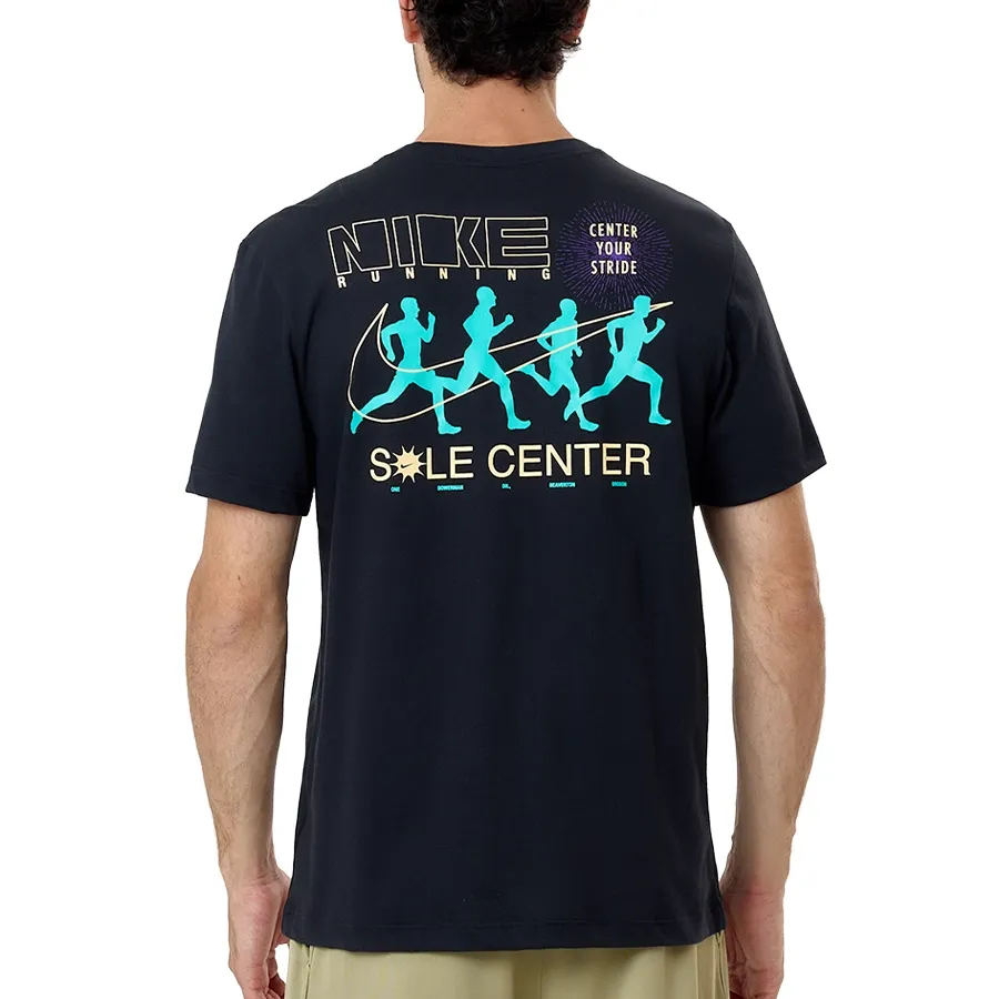 Imagen 1 de 3 de Remera Nike Running  Dri-Fit-NEGRO/TURQUESA