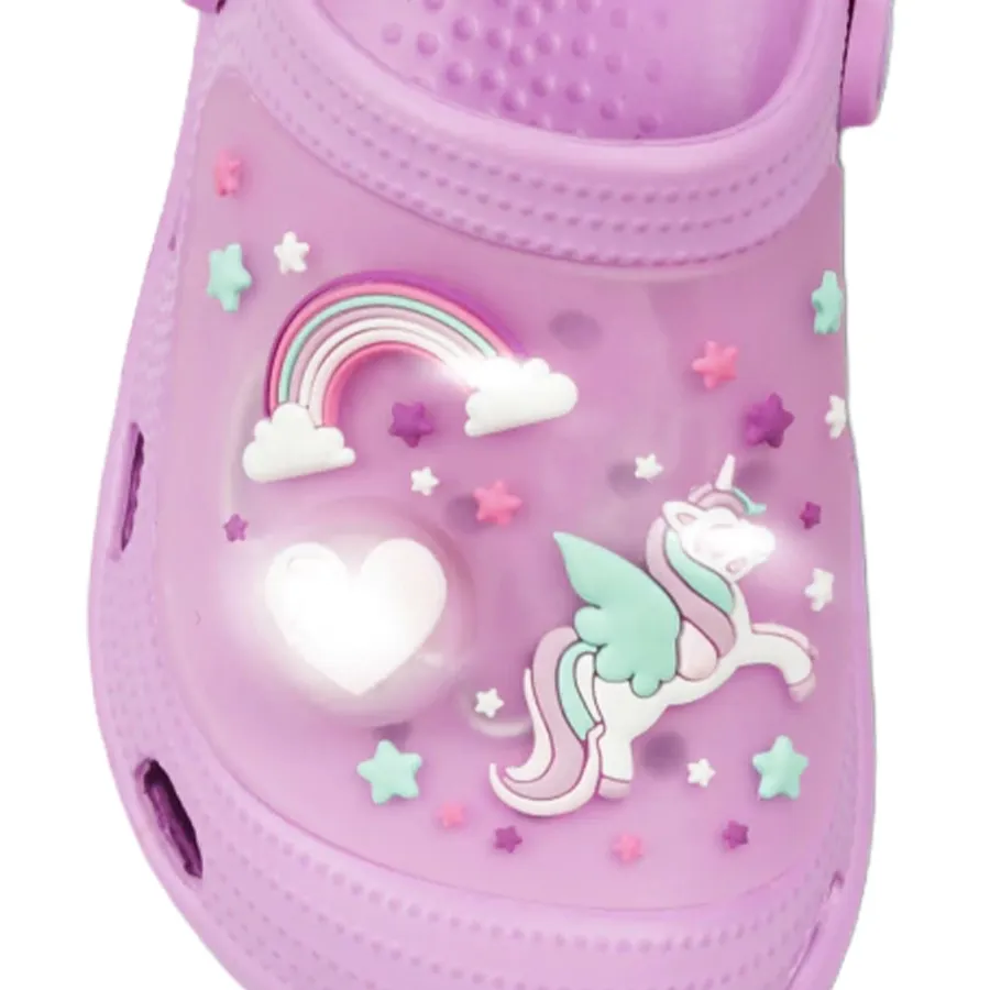 Imagen 3 de 4 de Sandalias Footy Clogs con luz unicornio-VIOLETA