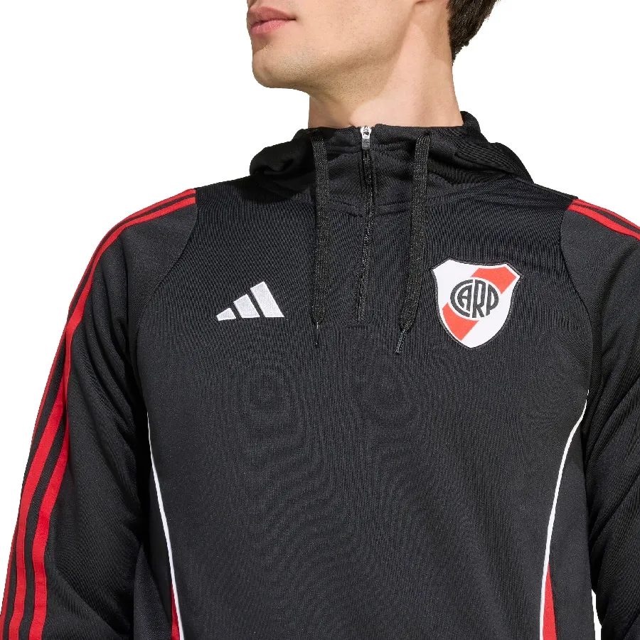 Imagen 3 de 5 de Buzo De Entrenamiento adidas con Capucha de River Plate Tiro 25-NEGRO/ROJO