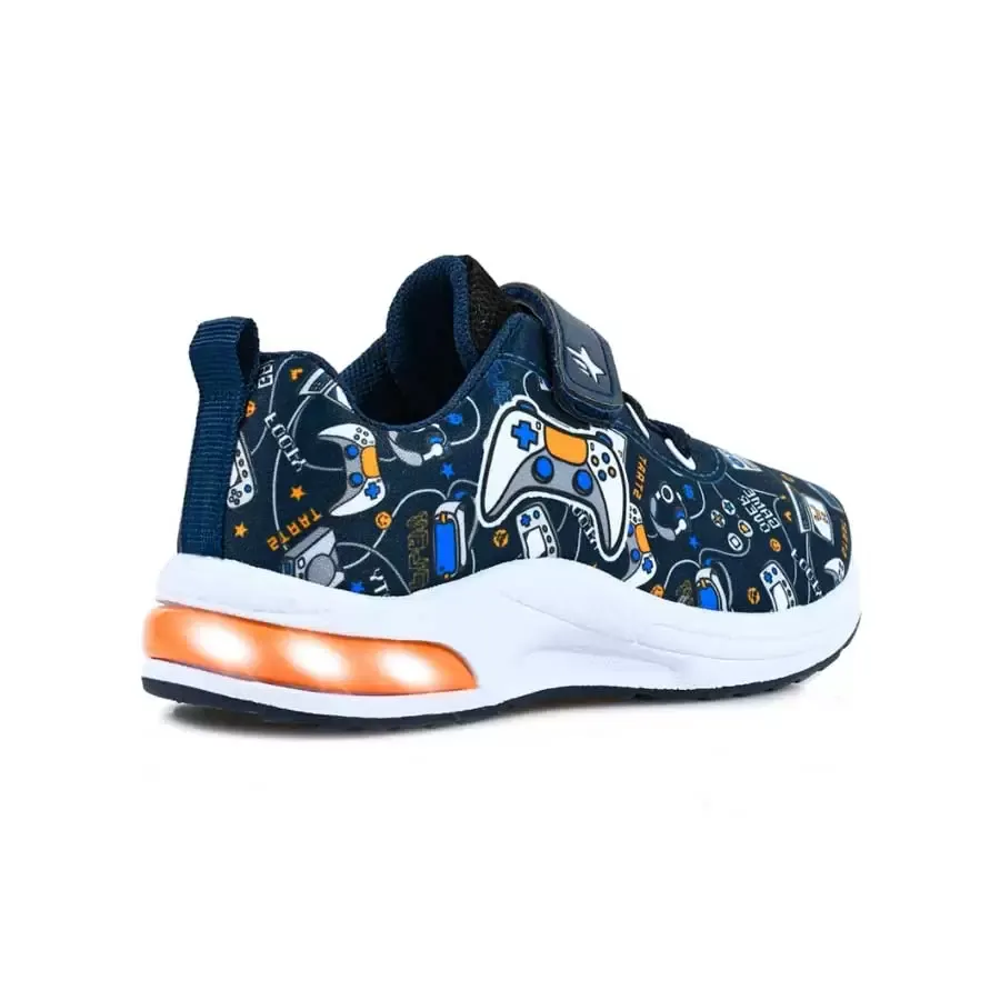 Imagen 0 de 4 de Zapatillas Footy Inyectada C/Luz-MARINO/NARANJA