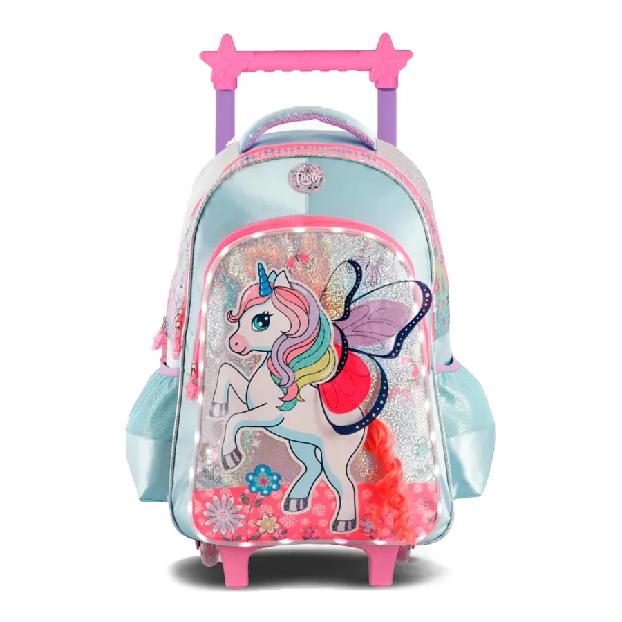 Imagen 0 de 2 de Mochila Footy Carro 18 C/Luz Unicorn Wing-VERDE AGUA/VIOLETA/NARANJA