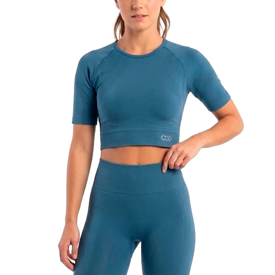 Imagen 0 de 2 de Top Kamp Crop Manga Corta Seamless-AZUL PETROLEO