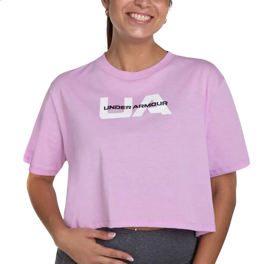 Imagen 0 de 4 de Remera Under Armour Boxy Crop Brand-LILA/BLANCO