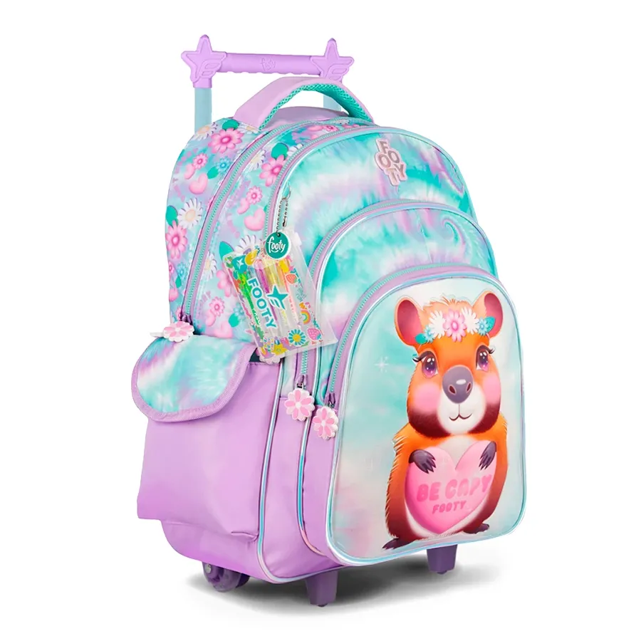 Imagen 1 de 3 de Mochila Footy Carro 18"-LILA/VERDE AGUA