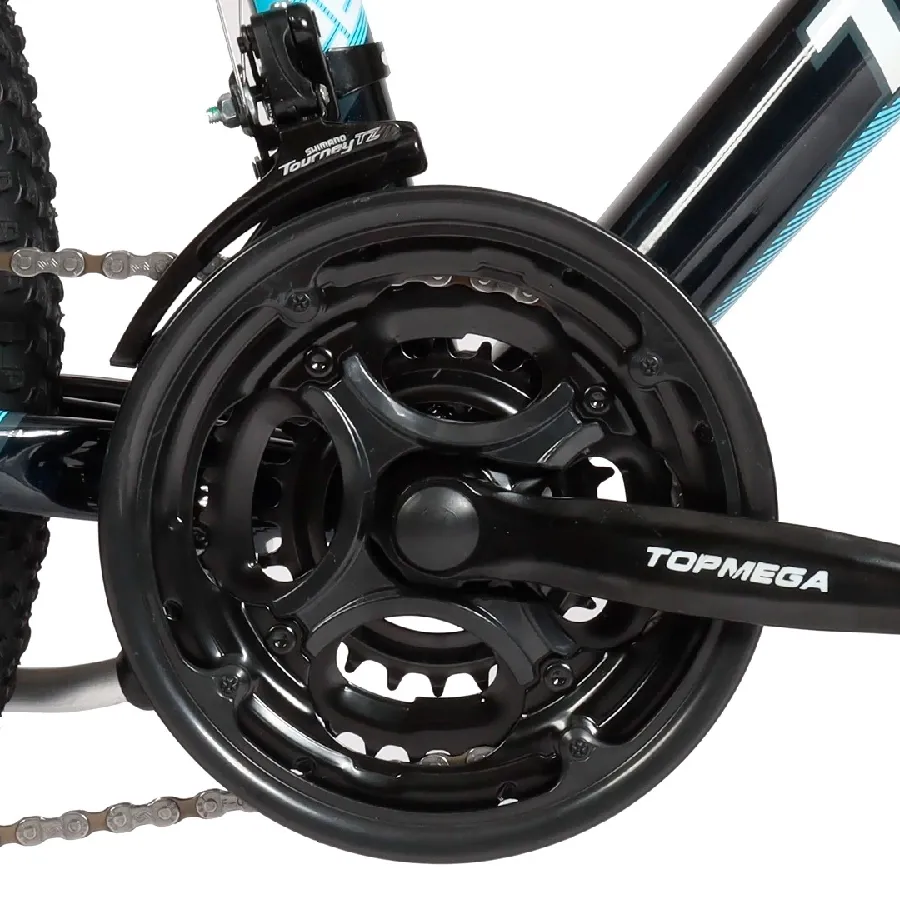 Imagen 4 de 8 de TopMega Mountain Bike Neptune R26 21vel-NEGRO/CELESTE/NARANJA