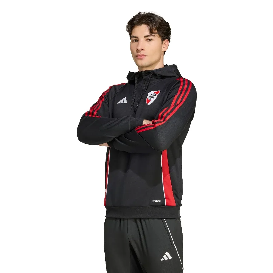 Imagen 0 de 5 de Buzo De Entrenamiento adidas con Capucha de River Plate Tiro 25-NEGRO/ROJO