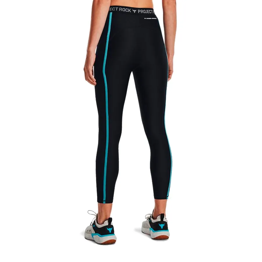Imagen 3 de 6 de Calza Under Armour Project Rock HeatGear-NEGRO/TURQUESA