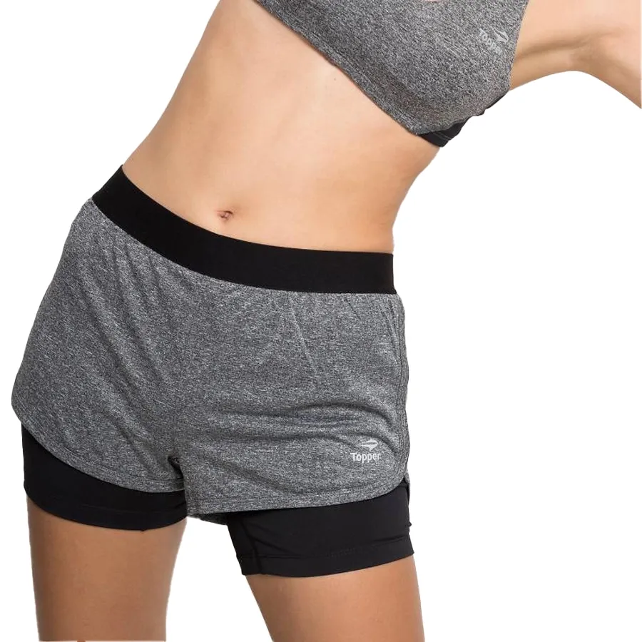 Imagen 3 de 4 de Shorts Topper Kt Training 2 en 1-GRIS/NEGRO