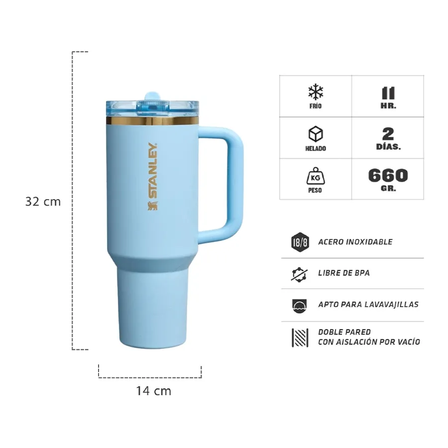 Imagen 4 de 5 de Vaso Quencher ProTour Flip Straw Messi x Stanley 1913 1.18 Lts.-CELESTE/DORADO
