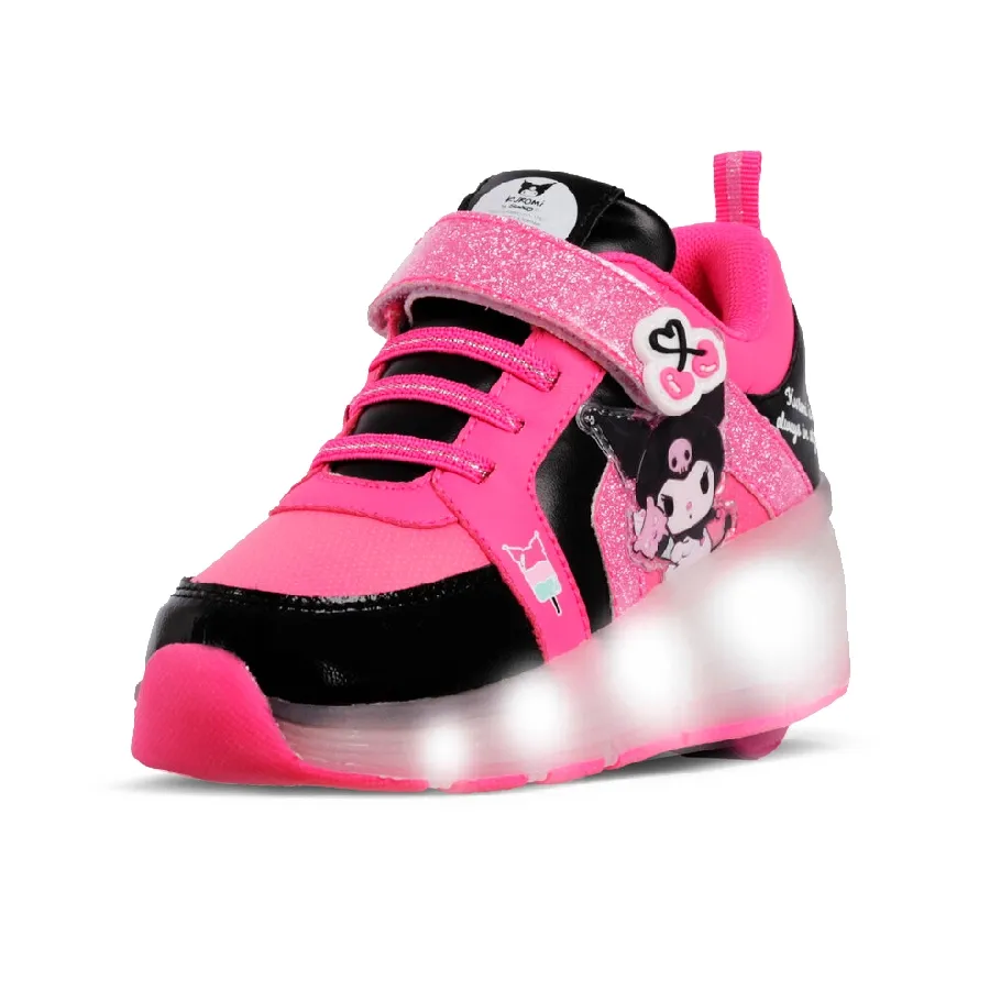 Imagen 1 de 3 de Zapatillas Footy Roller Kuromi con Ruedas+Luz Led-FUCSIA/NEGRO