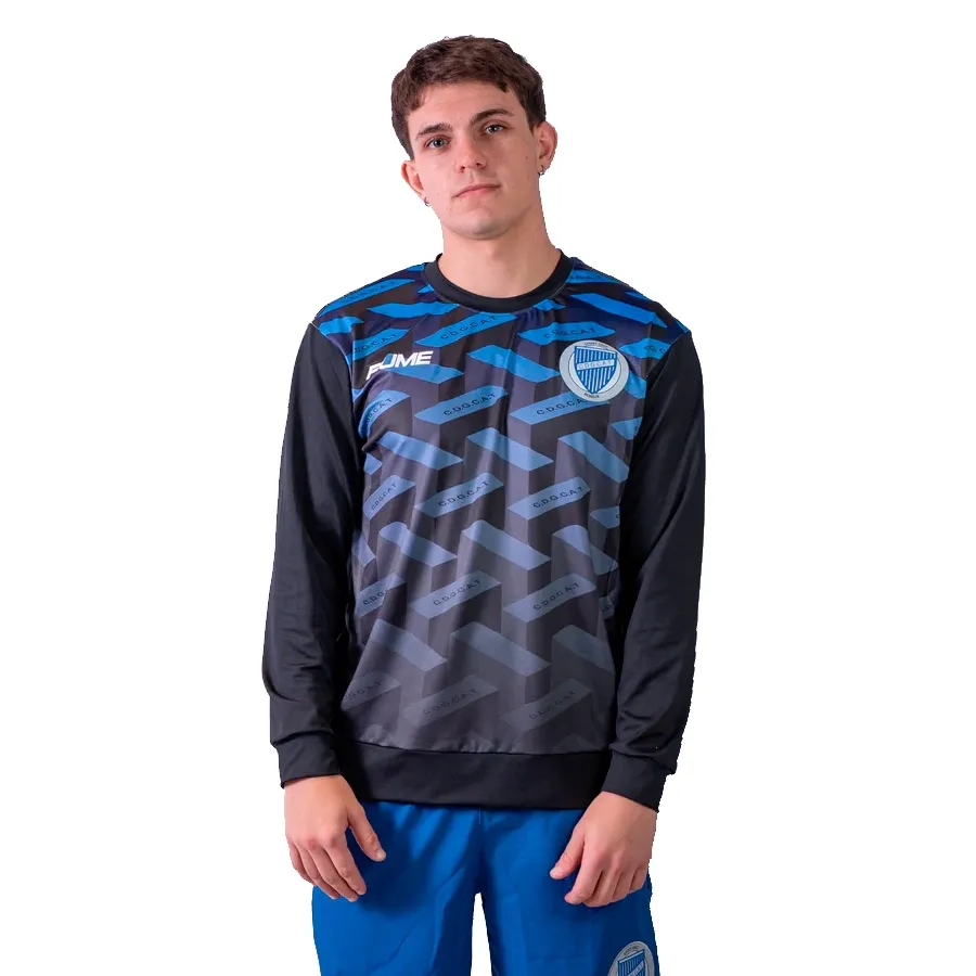 Imagen 0 de 3 de Buzo Fiume Sport pre match Godoy cruz-NEGRO/AZUL/GRIS