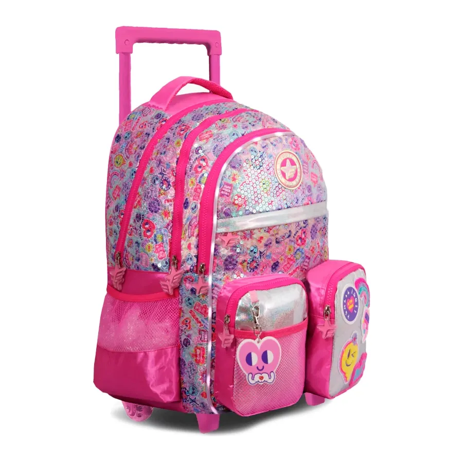 Imagen 1 de 2 de Mochila Carro 18 C/Luz Magic Patch-ROSA/BLANCO
