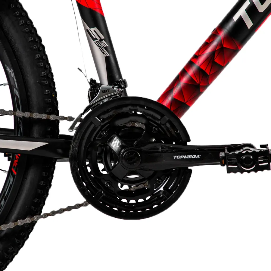 Imagen 3 de 7 de Bicicleta TopMega Neptune Aluminio R26 21V-NEGRO/ROJO