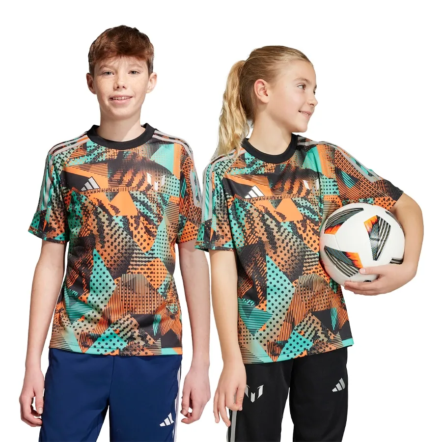 Imagen 3 de 4 de Camiseta adidas Entrenamiento Estampada Messi-NEGRO/NARANJA/VERDE AGUA