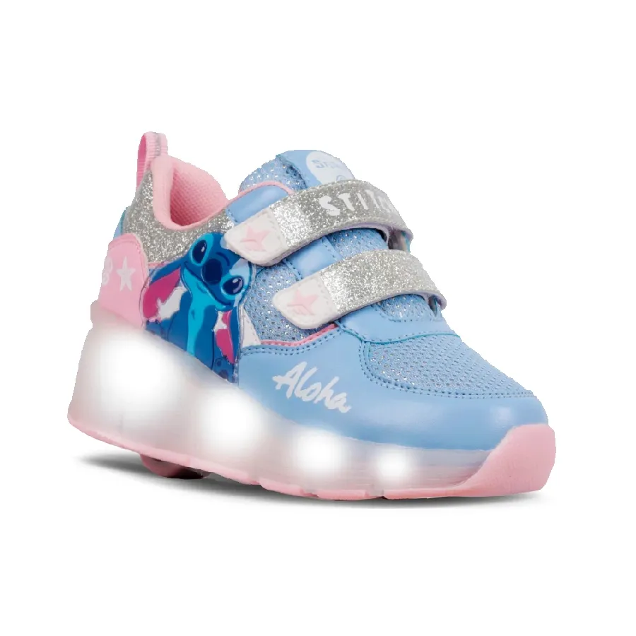 Imagen 1 de 3 de Zapatillas Footy Roller Stitch con Ruedas+Luz Led-CELESTE/PLATA/ROSA