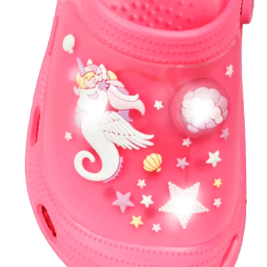 Imagen 3 de 4 de Sandalias Footy clogs Con Luces Unicornio 25-ROSA/BLANCO