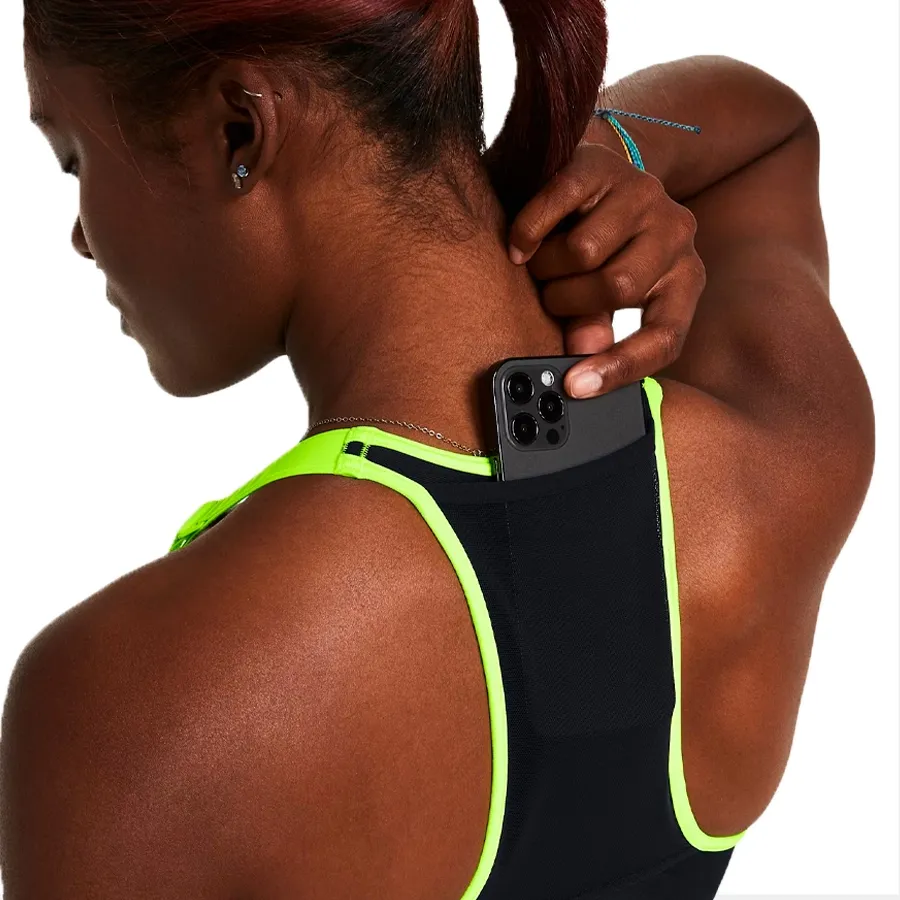 Imagen 3 de 8 de Top Under Armour High Pocket-NEGRO/ROSA FLUOR/AMARILLO FLUOR