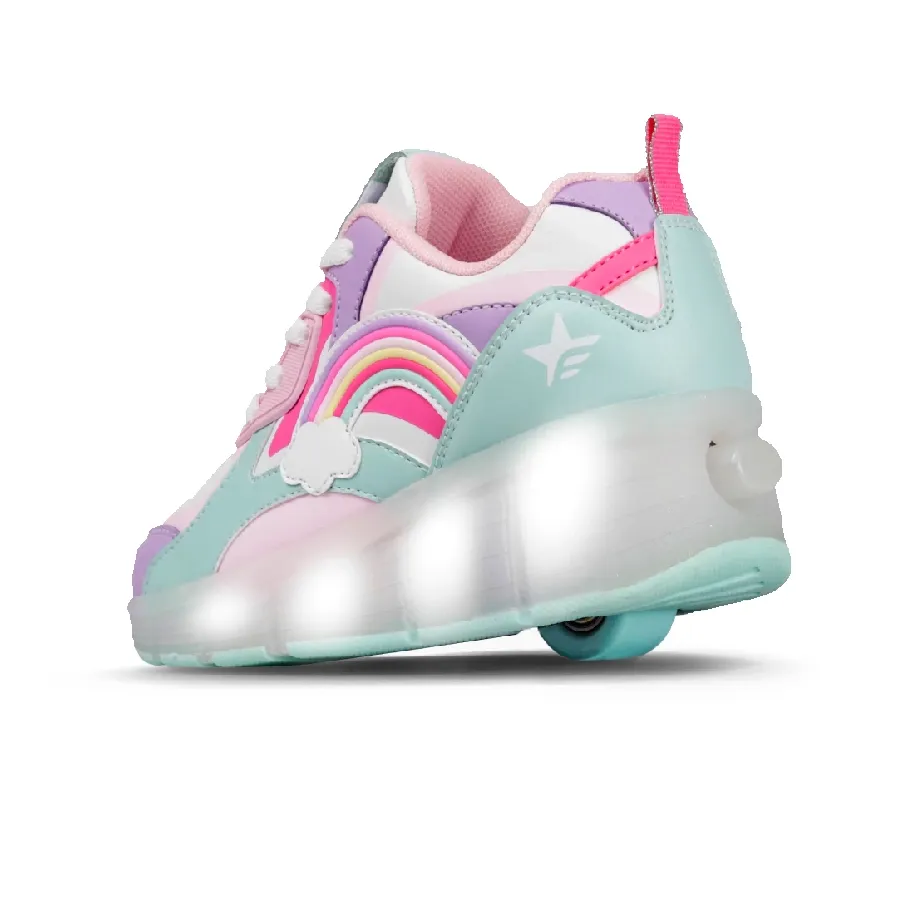 Imagen 1 de 3 de Zapatillas Footy Roller Arcoiris con Luz Led-VIOLETA/VERDE AGUA/ROSA
