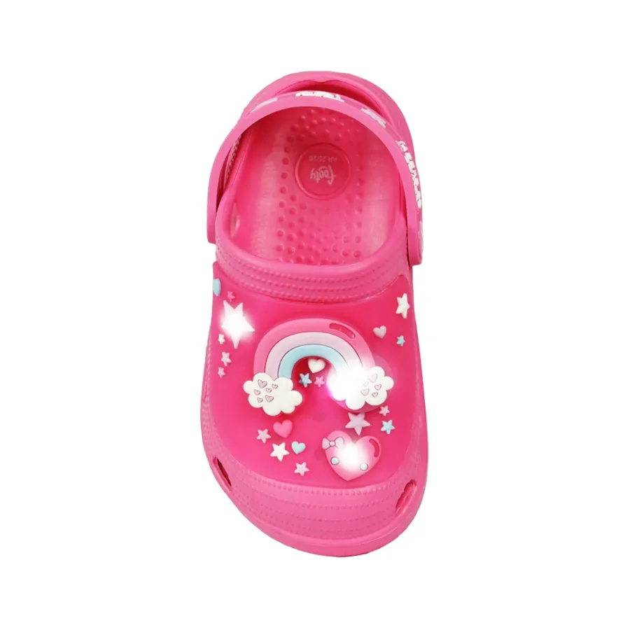 Imagen 2 de 4 de Sandalias Footy Clogs Arcoíris con luz-FUCSIA