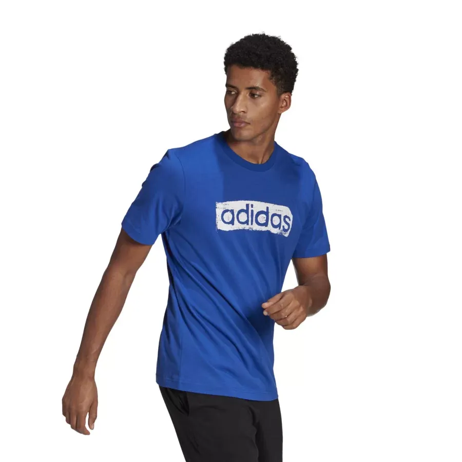 Imagen 1 de 5 de Remera adidas Brushstroke Logo Box Estampada-AZUL/BLANCO