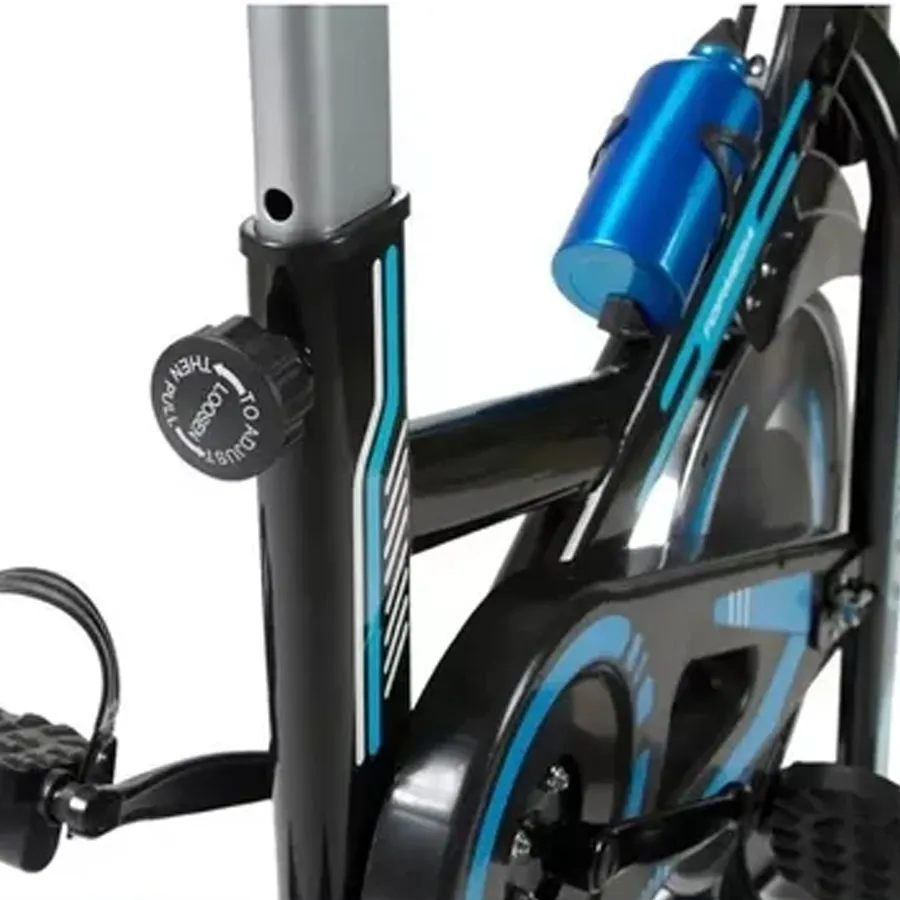 Imagen 7 de 9 de Bicicleta Fija TopMega Bicicleta Spinning-NEGRO/CELESTE