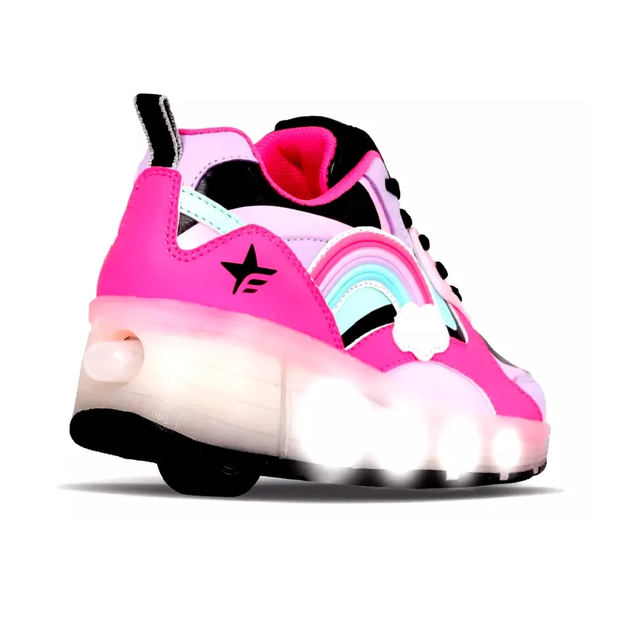 Imagen 1 de 3 de Zapatillas Footy Roller Arcoiris-FUCSIA/NEGRO/LILA