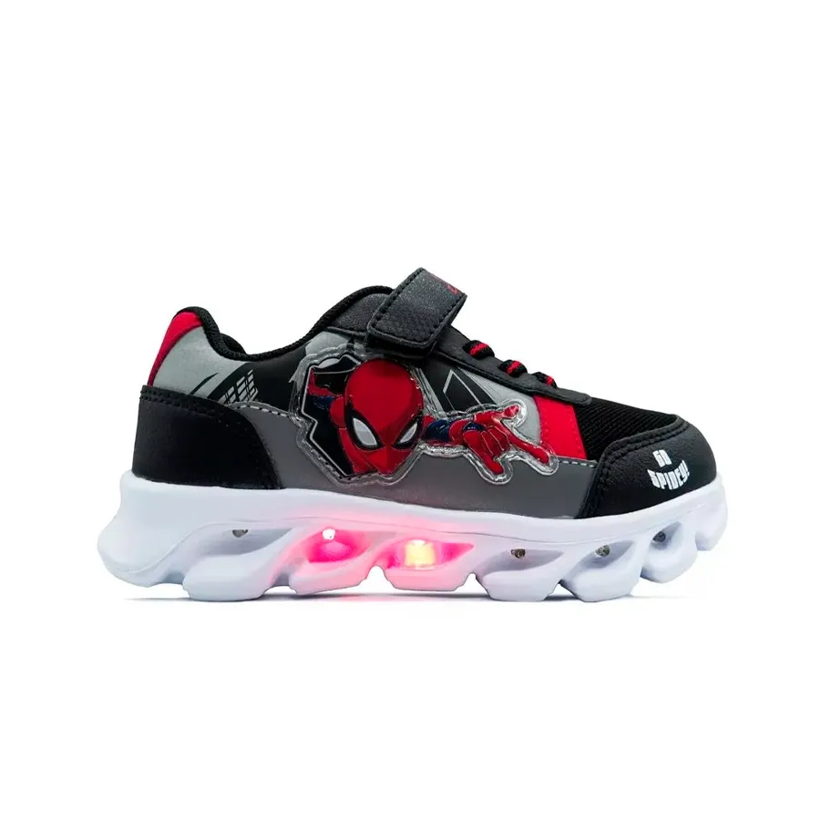Imagen 4 de 5 de Zapatillas Footy Zapatilla Spiderman Con Luz-NEGRO/GRIS/ROJO