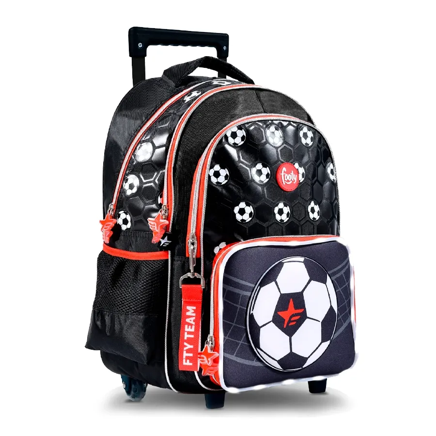 Imagen 1 de 4 de Mochila Footy C/Carro 18 Play-NEGRO/BLANCO/ROJO