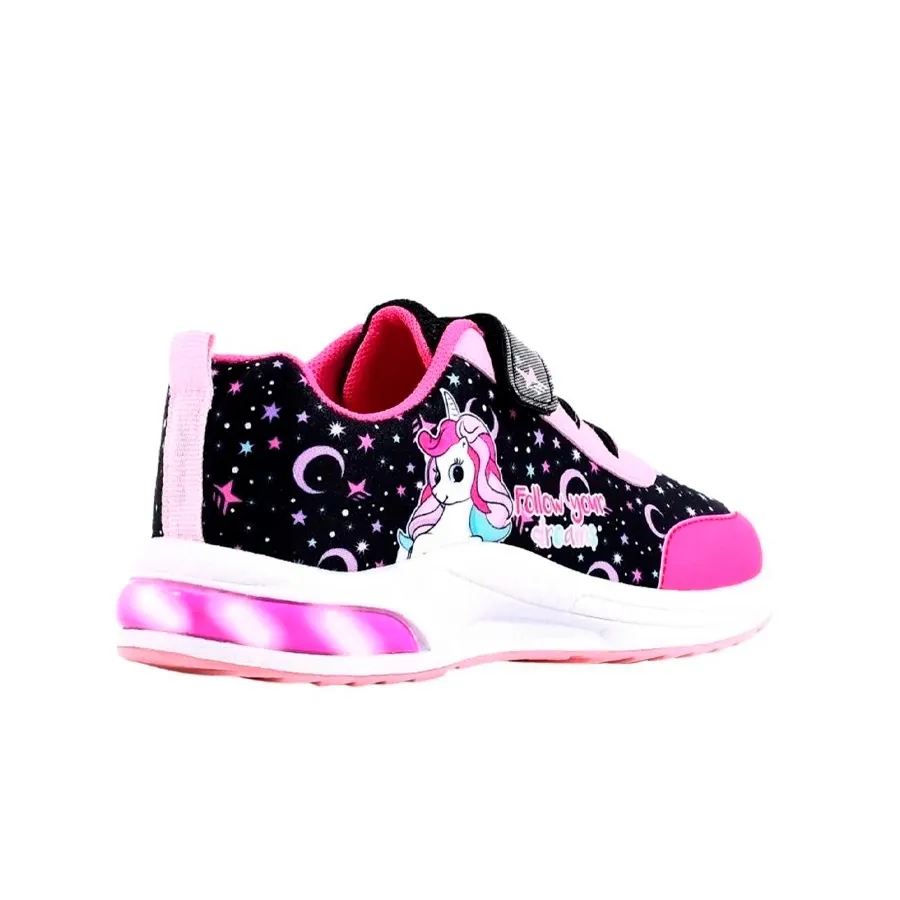 Imagen 1 de 4 de Zapatillas Footy Pop C/Luz Unicornio-NEGRO/ROSA/FUCSIA