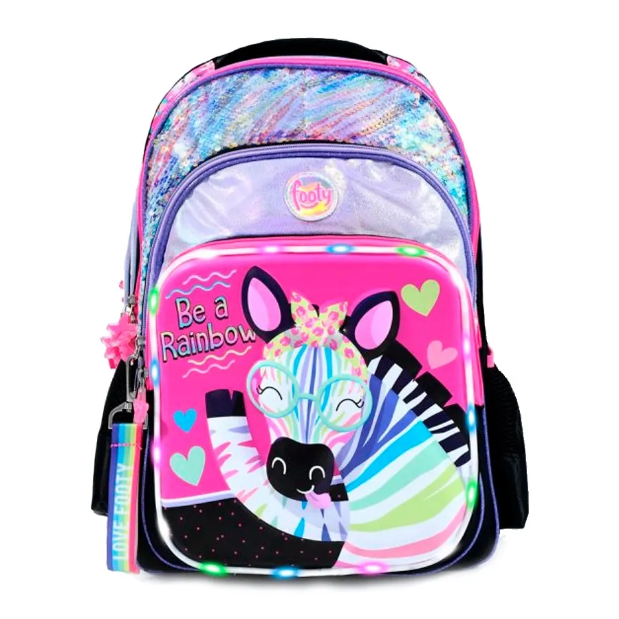Imagen 0 de 2 de Mochila Footy Espalda 18 Cebra-NEGRO/FUCSIA