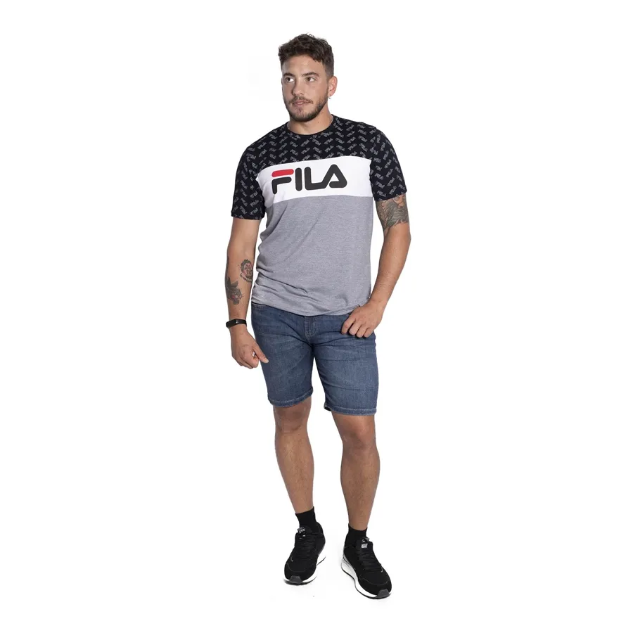 Imagen 3 de 4 de Remera Fila Letter Colors-NEGRO/BLANCO/GRIS
