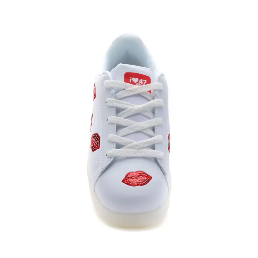 Imagen 1 de 5 de Zapatillas Footy Con Luces Lentejuela Besos-BLANCO/ROJO