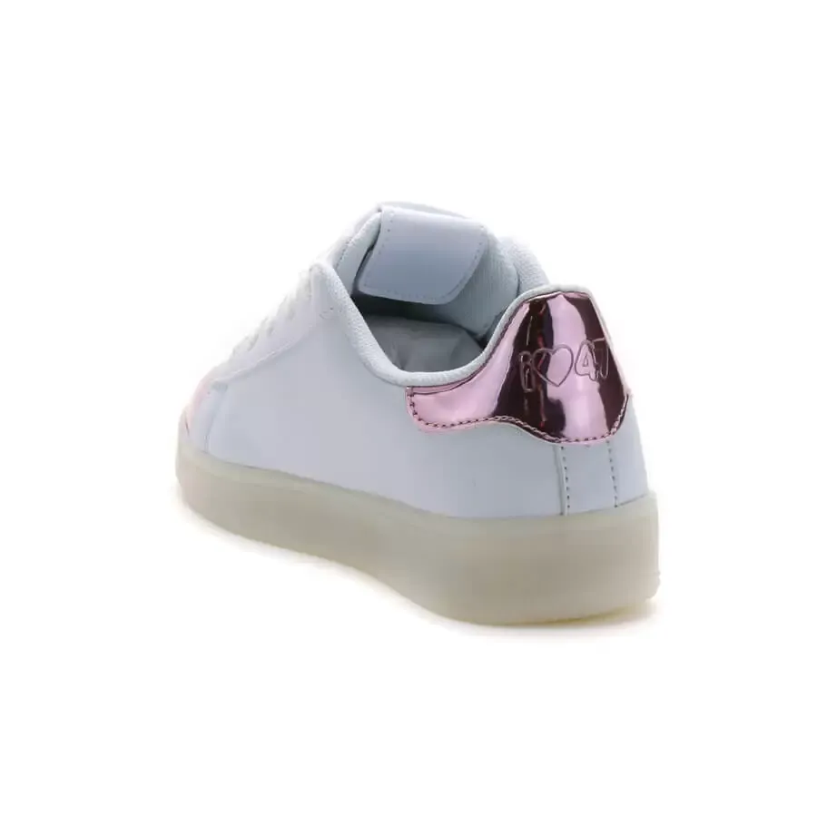 Imagen 2 de 5 de Zapatillas Footy Con Luces Rosa Bordada Met-BLANCO/ROSA