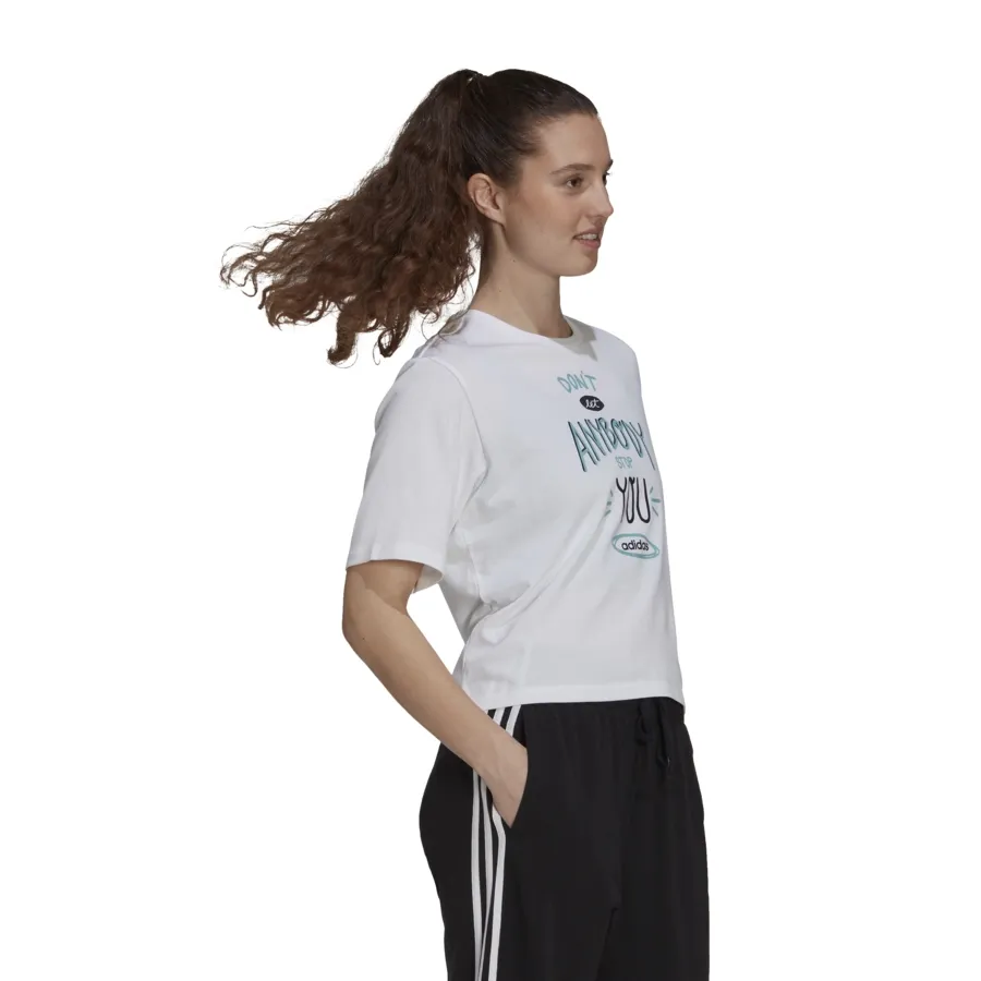 Imagen 1 de 6 de Remera adidas Estampada Don't let Anybody Stop-BLANCO/AQUA/NEGRO