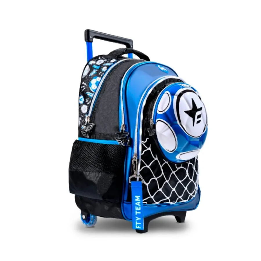 Imagen 1 de 2 de Mochila Footy C/Carro 18" Futbol-AZUL/NEGRO/BLANCO