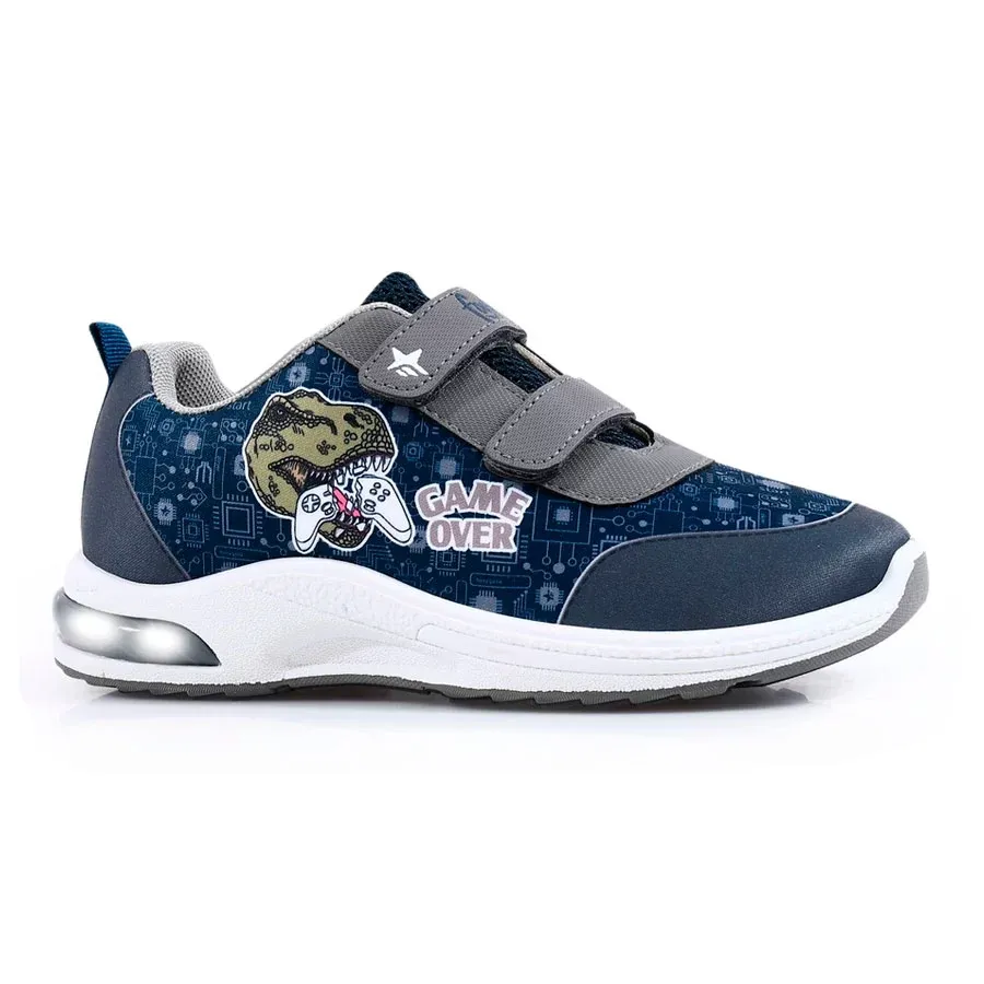 Imagen 0 de 4 de Zapatillas Footy Pop Dinosaurio C/Luz-GRIS/AZUL/BLANCO