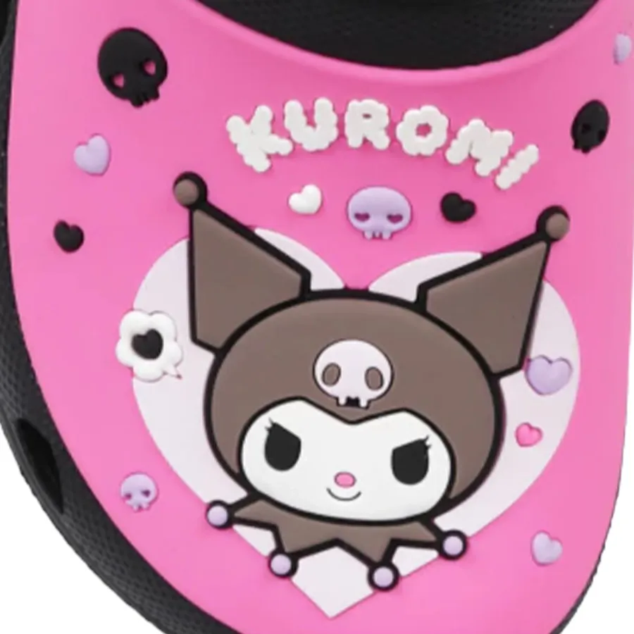 Imagen 3 de 4 de Sandalias Footy Clogs Kuromi Heart-NEGRO/FUCSIA