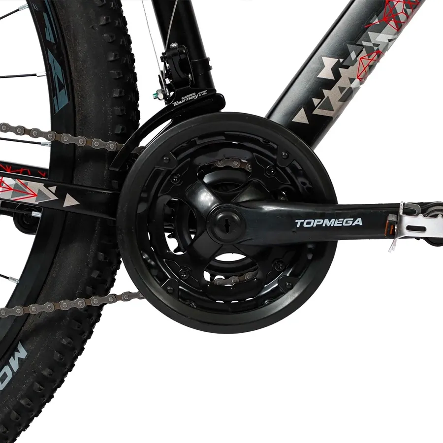 Imagen 6 de 7 de TopMega Mountain Bike Regal Aluminio R29 21vel-NEGRO/BLANCO/GRIS