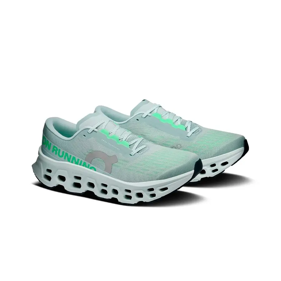 Imagen 2 de 6 de Zapatillas On Cloudmonster 3-GRIS/VERDE FLUOR