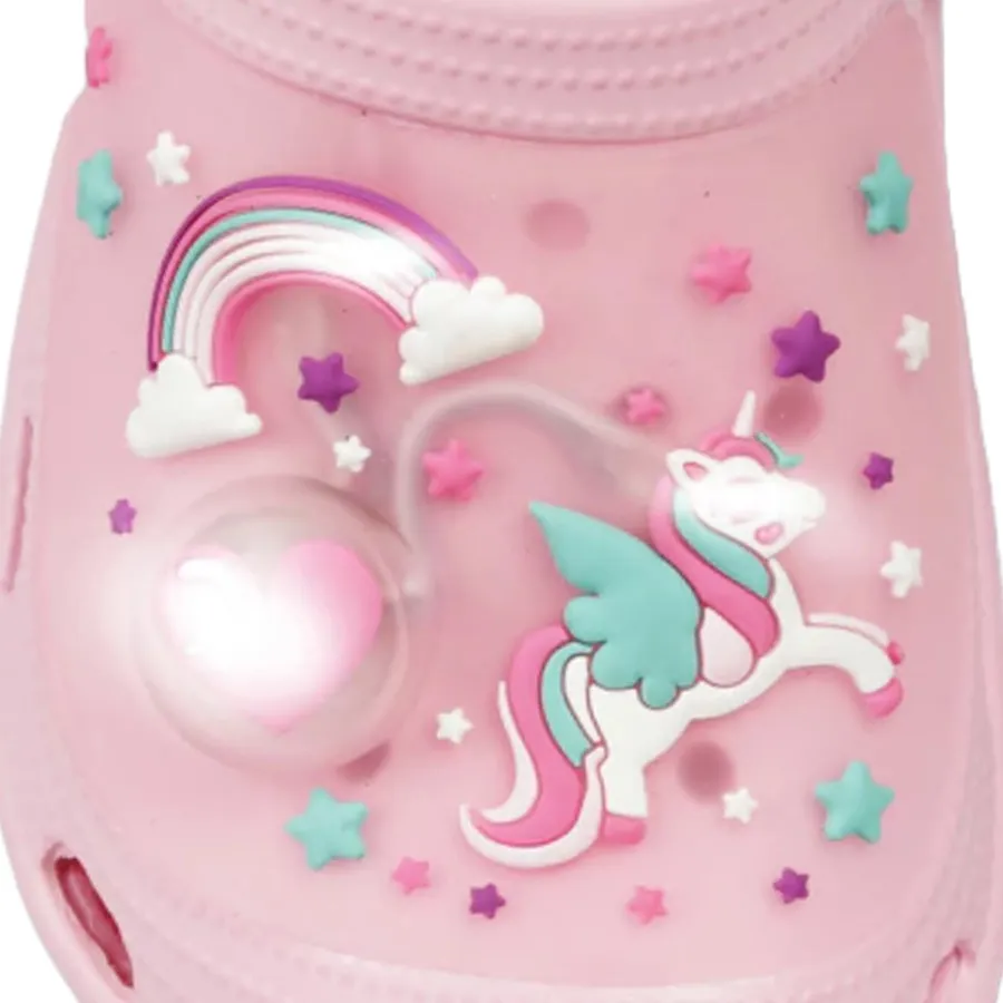 Imagen 3 de 4 de Sandalias Footy Clogs Unicornio con luz-ROSA