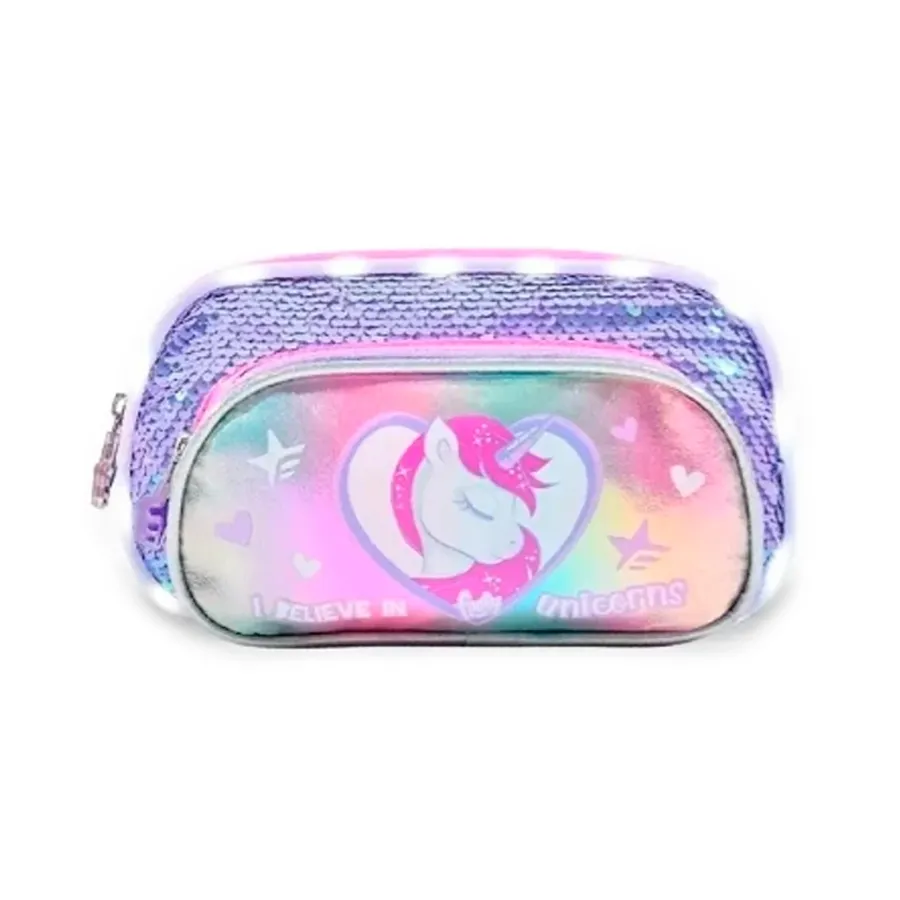 Imagen 0 de 3 de Cartuchera C/led Shiny Unicornio Footy-LILA/ROSA