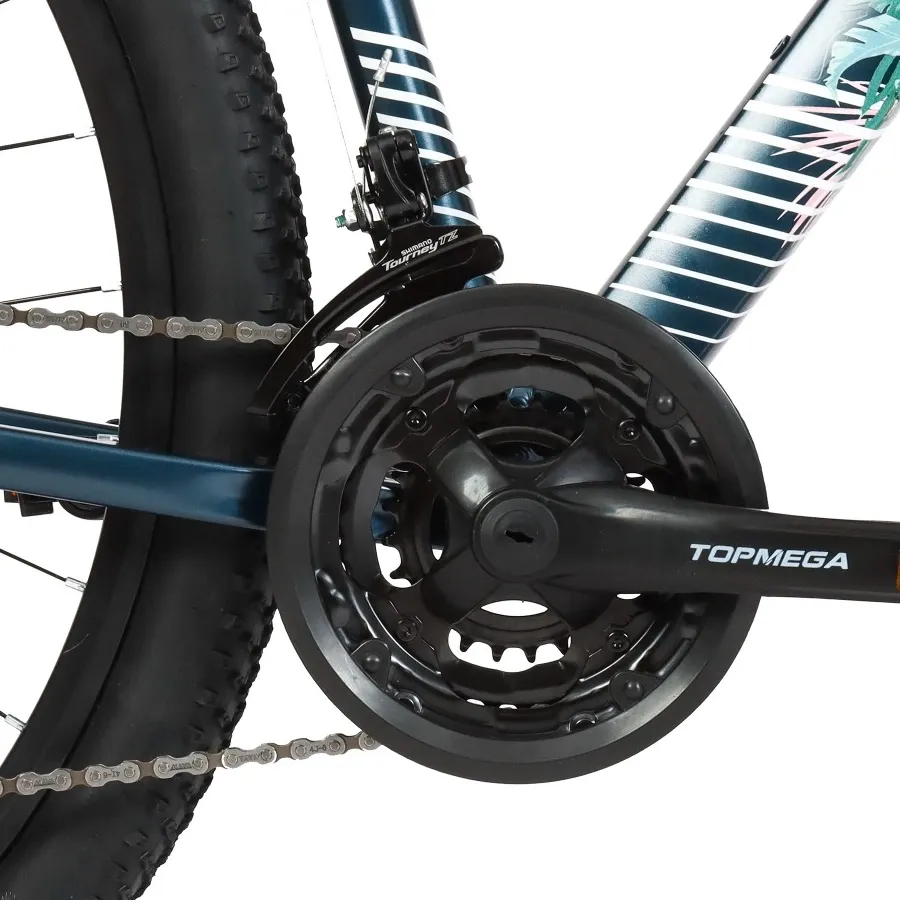 Imagen 8 de 10 de Bicicleta TopMega Mountain Bike Flamingo Aluminio R29 21vel-AZUL/BLANCO/VERDE