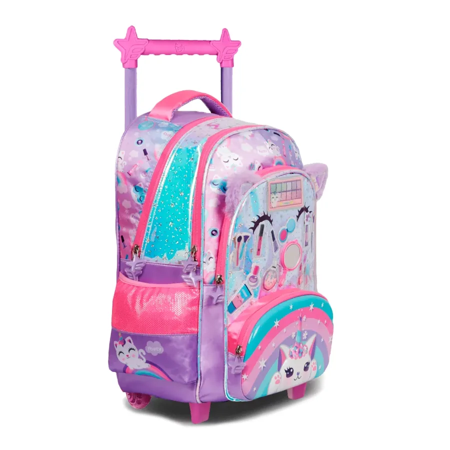 Imagen 1 de 2 de Mochila Footy Carro 18 C/Luz Make Up-VIOLETA/ROSA