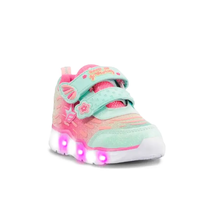 Imagen 1 de 3 de Zapatillas Footy Mini Butterfly Con Luz-VERDE AGUA/ROSA