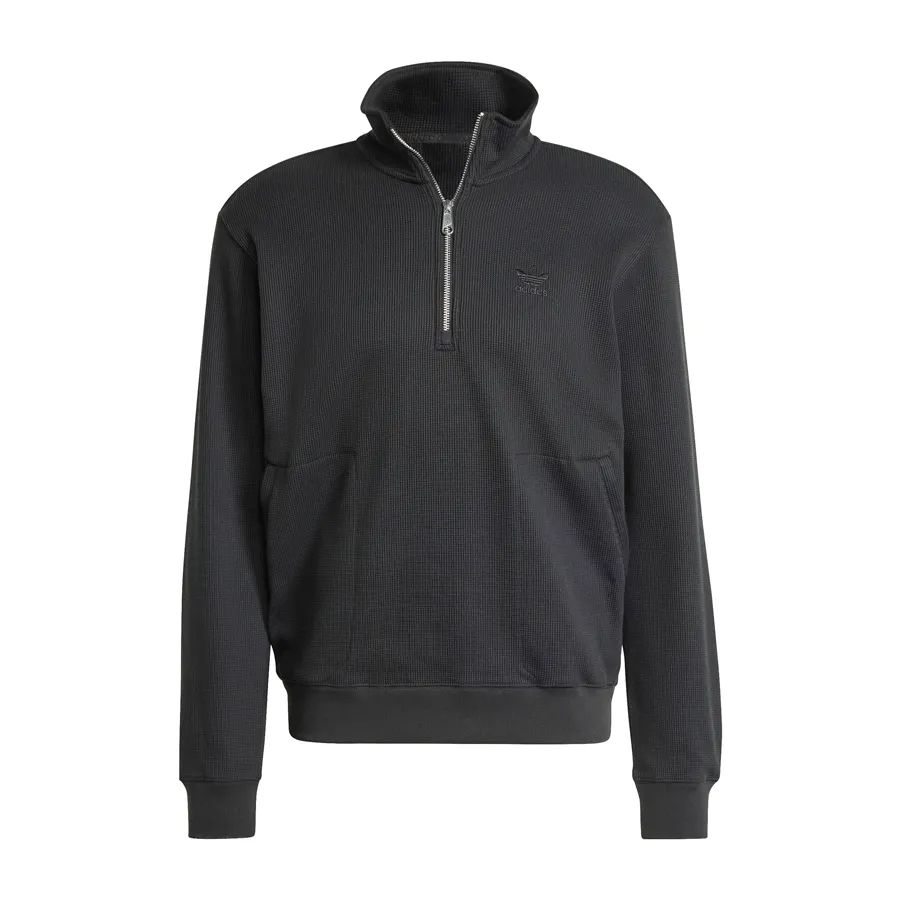Imagen 1 de 3 de Buzo adidas originals Trifolio Essentials Waffle 1/2-NEGRO